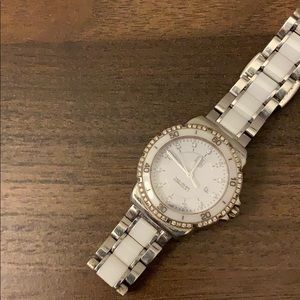 TAG White and Silver Diamond Watch